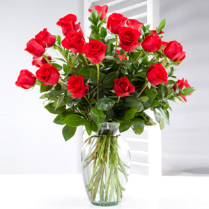 FLORERO 25 ROSAS ROJAS (mas follaje)