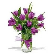 FLORERO CON TULIPANES MORADOS