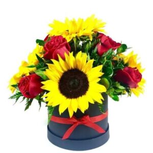 CAJA DE GIRASOLES Y ROSAS (5 c/u)
