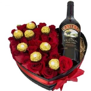 CORAZON DE ROSAS BOMBON Y BAILEYS